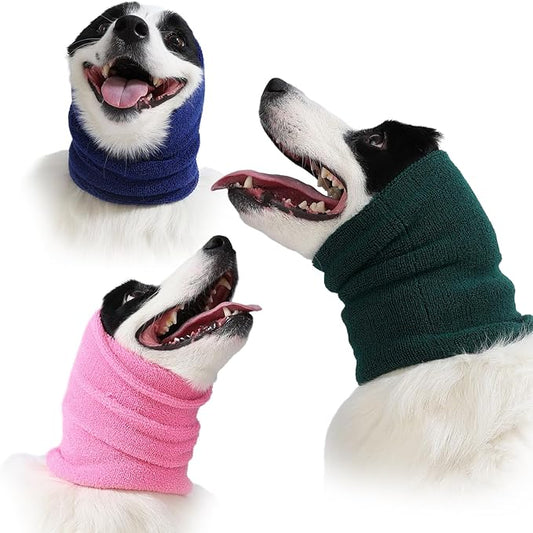 3 Pack Bundle (S, M, L) Dog & Cat Calming Band Cat Anxiety Relief Cover,Double Layer Thickened Elastic Neck Band Ear Muffs for Anxiety Relief/Noise Protection,Grooming,Thunder,Fireworks