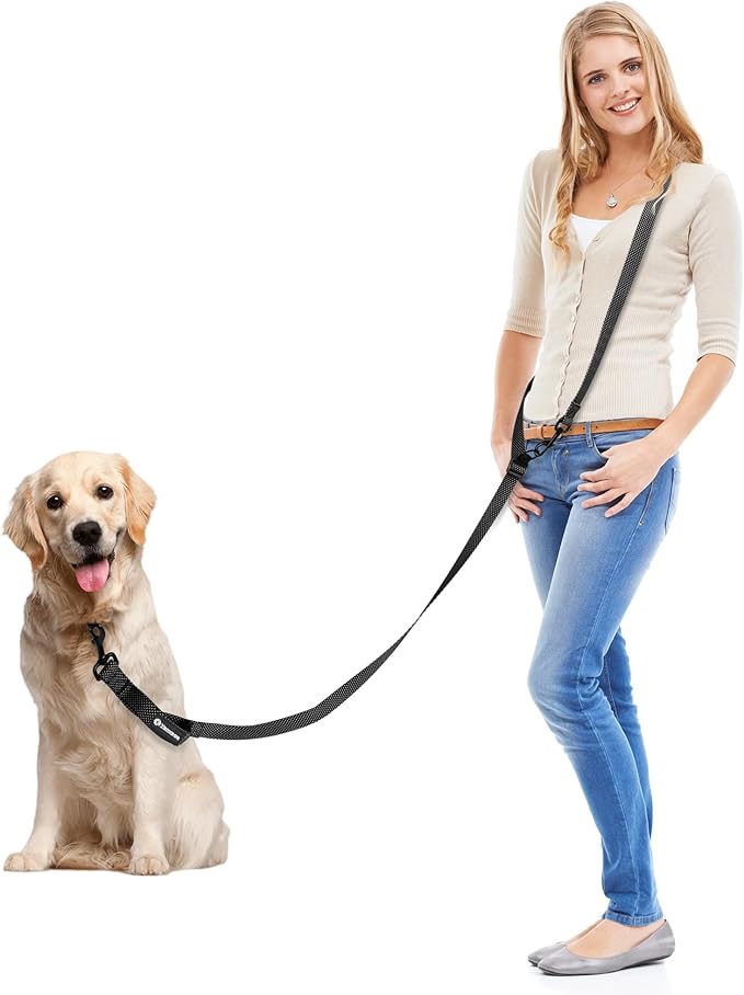 Hands Free Dog Leash Pet Supplies Waist Leash for Walking, 9ft Adjustable Waist Belt Training Leashes Heavy Duty Crossbody Dog Running Biking Hiking for Small Medium Large Dogs(Black)