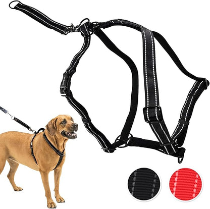 SPORN Ultimate Control No Pull Dog Harness for Large Dogs - 4-in-1 Adjustable L/XL Dog Harness with Front, Back & Dual-Clip Options & Emergency Grab Handle - Easy On/Off, Padded Comfort (Black, L/XL)