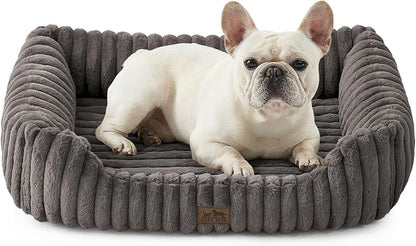 COZY KISS Orthopedic Pet Bed for Small Dogs & Cats - Washable Rectangle Pet Bed with Anti-Slip Bottom, Soft Calming Cat & Puppy Bed for Indoor Pets (30"x23"x7", Grey)