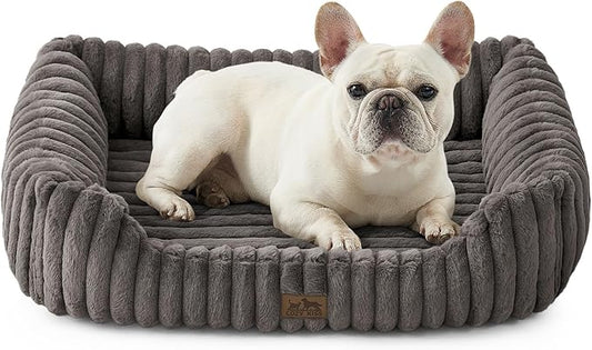 COZY KISS Orthopedic Pet Bed for Small Dogs & Cats - Washable Rectangle Pet Bed with Anti-Slip Bottom, Soft Calming Cat & Puppy Bed for Indoor Pets (30"x23"x7", Grey)