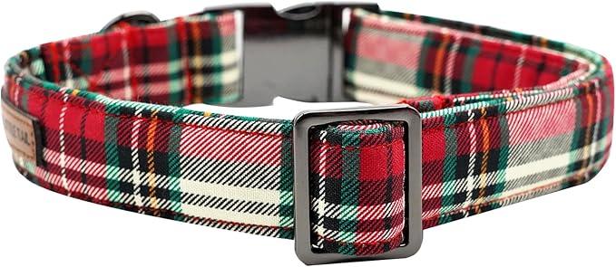 Elegant little tail Dog Collar, Christmas Red Plaid Pet Collar Cute Dog Collars Male or Female Pet Gift Adjustable Dog Collar for Small Dogs