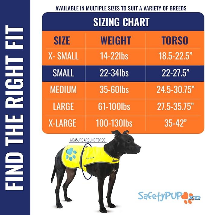 SafetyPUP XD Dog Reflective Vest – Hi-Vis Fluorescent Visibility That Helps to Safeguard Your Pet On/Off Leash in Urban & Rural Areas (Yellow, Small)