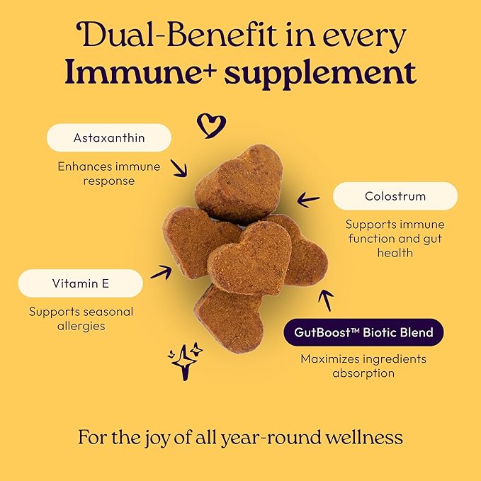 New! WellJoy Dog Supplement Immune+ GutBoost | Dog Health Supplement | Enhances Immune Response | Dual-Benefit GutBoost Formulation | Vet Formulated | Made in USA | Chicken Flavor | 90 Soft Chews