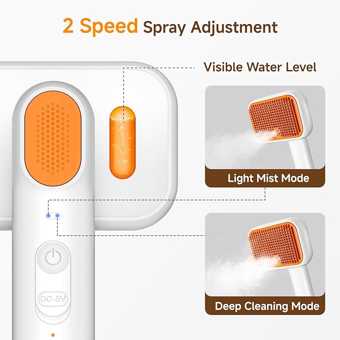 Dog Brush for Shedding & Cat Grooming Spray Brush, 3-in-1 Cool Mist Deshedding Tool with Self-Cleaning & Extra Wide Comb, Water Window, Safe for Long/Short Haired Pets