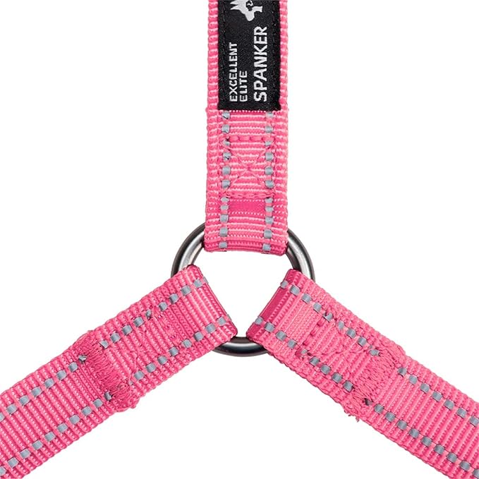 EXCELLENT ELITE SPANKER No Pull Dog Harness Reflective Nylon Vest L-Shaped Adjustable Easy Pet Harness for Small Medium Large Breeds Dogs Walking Training Black Red(Pink-M)