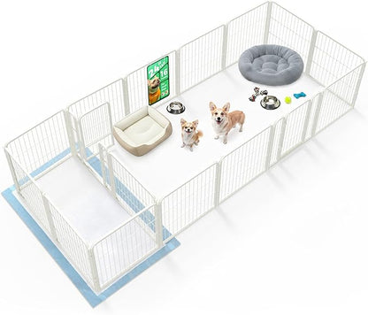 FXW Homeplus Unleashed Indoor Dog Playpen - Stress-Free and Safe Play, Heavy Duty 24 Inch 16 Panels with Connectors (Pack of 2) for Puppy and Small Dogs, White│Patented