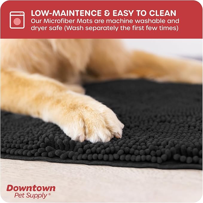 My Doggy Place Dog Mud Mat, 31" x 20" Black – Thick Microfiber Entry Rug for Snow, Mud & Salt – Absorbent, Quick-Dry, Washer-Safe & Non-Slip, Medium