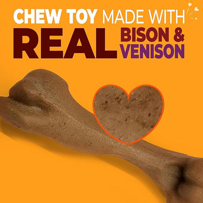 Nylabone Femur Bone Strong Chew Toy for Dogs Made with Real Bison & Venison, Durable Dog Chew Bones for Aggressive Chewers, Long-Lasting Flavor Keeps Dogs Busy, Large Dog Toys - Up to 50 lbs, 1 Count