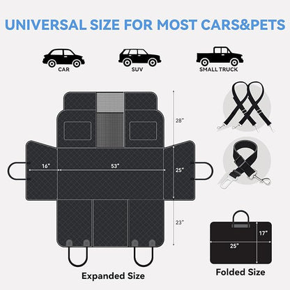High Barrier Dog Car Seat Cover,Waterproof Back Seat Extender for Dogs,Car Seat Protector,Car Seat Cover Hard Bottom Holds 500 lbs,600D Nonslip Dog Hammock,Pet Car Bed for Cars,SUVs, Small Trucks