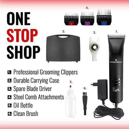 Premium Dog Clippers for Grooming, High-Performance 2-Speed Corded Shears, Quiet and Reliable Grooming Kit for Dogs and Cats, SS100