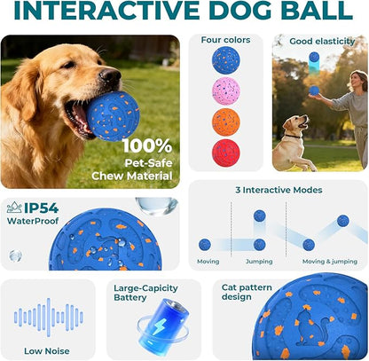 Smart Interactive Dog Toy Ball – Automatic Moving, Bouncing & Rolling, 3 Modes, Chew-Proof E-TPU Shell, Waterproof, Rechargeable,Dog Ball for Medium and Large Dogs,Blue