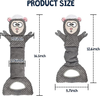 Dog Squeaky Toys, Sheep Crinkle Plush Stuffing Dog Toys for Puppy Teething，Tug of War Dogs Toy to Keep Them Busy for Small, Medium and Large Dogs (Gray)