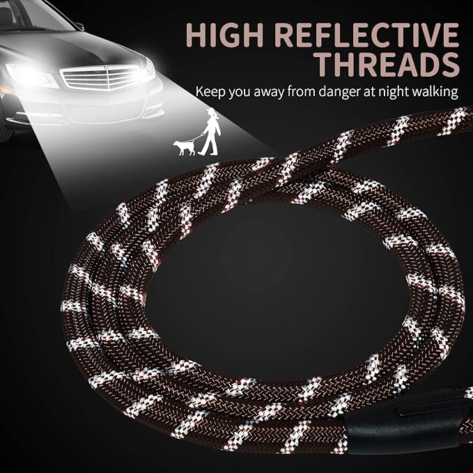 Long Dog Leash for Training 20Ft-Reflective Nylon Rope with Swivel Hook-Recall Agility Lead for Large Small Medium Dogs Outside Walking Hiking-Brown