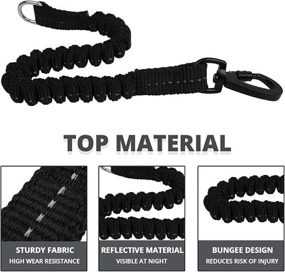 Long Dog Leash 15 FT: Heavy Duty Rope Leashes for Dogs Training with Swivel Lockable Hook Reflective Threads Bungee and Padded Handle - Dog Lead for Large Small Medium Dogs Outside Walking Hiking Grey