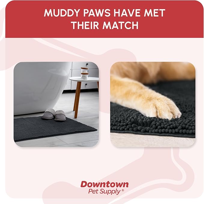 My Doggy Place Dog Mud Mat, 36" x 26" Charcoal – Thick Microfiber Entry Rug for Snow, Mud & Salt – Absorbent, Quick-Dry, Washer-Safe & Non-Slip, Large