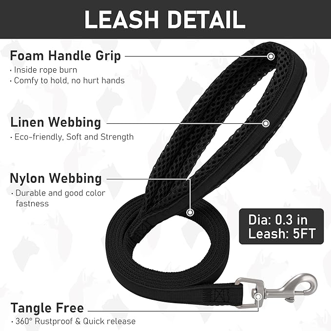 GAMUDA Small Dog Harness Collar and Leash Set, Step in No Chock No Pull Linen Fabric Soft Mesh Dog Vest Harnesses Reflective for Dogs Puppy Cats Kitten Rabbit (Black, M)