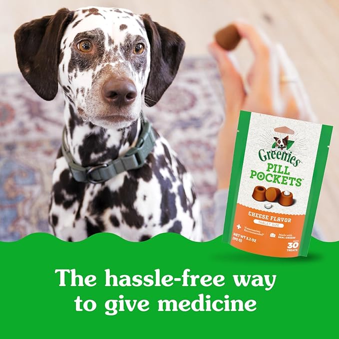 Greenies Pill Pockets for Dogs, Large Size Soft Dog Treats, Cheese Flavor, 7.9 oz. Pouch