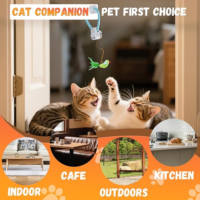 CATPICK Interactive Cat Toys for Indoor Cats Automatic Electric Flying Bird Feather Mouse Toy - Best Kitten & Adult Cat Enrichment Mouse cat Toy Hanging Electric Kitty Toys for Bored Cats