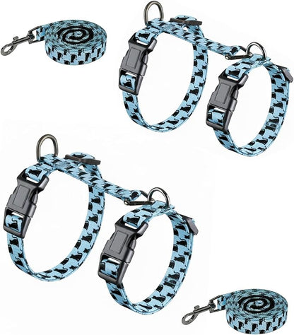 Halypet 2-Pack Cat Harness and Leash Set, Escape Proof 3-in-1 Adjustable Harness for Cats, Soft Lightweight, Easy On & Control for Walking, Travel & Outdoor Use, Light Blue Kitty, Medium