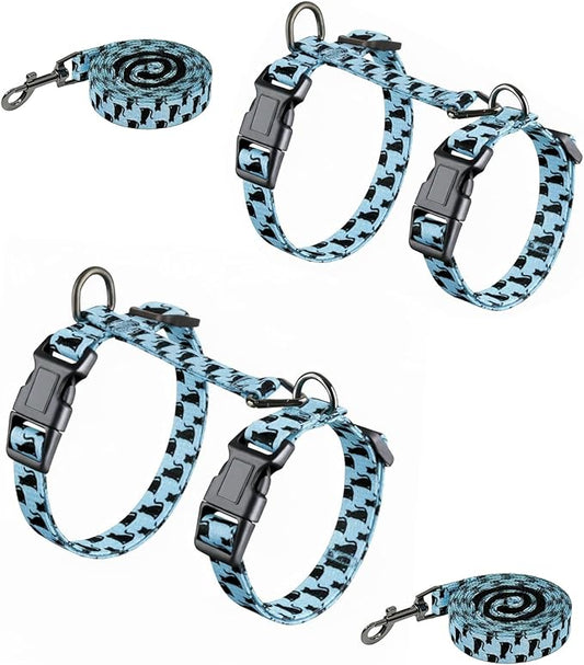 Halypet 2-Pack Cat Harness and Leash Set, Escape Proof 3-in-1 Adjustable Harness for Cats, Soft Lightweight, Easy On & Control for Walking, Travel & Outdoor Use, Light Blue Kitty, Medium