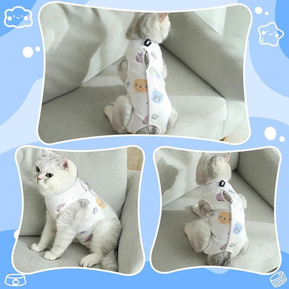 Coppthinktu Cat Recovery Suit Female, Breathable Cat Onesie After Surgery Female for Abdominal Wounds or Skin Diseases, Surgery Recovery Suit Kitten Surgical Onesie After Spay Wear Anti Licking