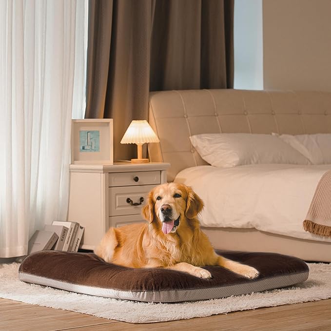 Magic Dog Super Soft Extra Large Dog Bed, 47 Inches Orthopedic Foam Dog Beds for XL Dogs, Jumbo Pet Bed with Anti Slip Bottom, Dog Sleeping Mattress with Removable and Washable Cover, Dark Brown
