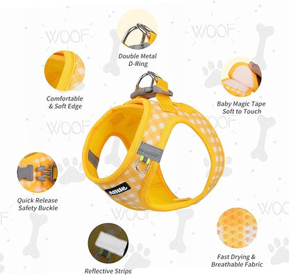AIITLE Easy Walk Dog Vest Harness and Leash Set, Pet Supply No Pull, Breathable Mesh, Reflective Stripes, Adjustable Escape Proof Pet Outdoor Harnesses for Medium Dogs Yellow L