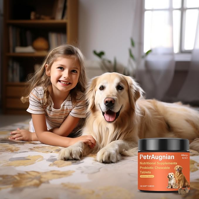 Dog Allergy Chews | Daily Support for Itchy Skin, Immune Health & Seasonal Allergies from Probiotics Omega 3 Quercetin Colostrum,Paw Licking, Pet Itchy Ear Relief Supplement - 100ct