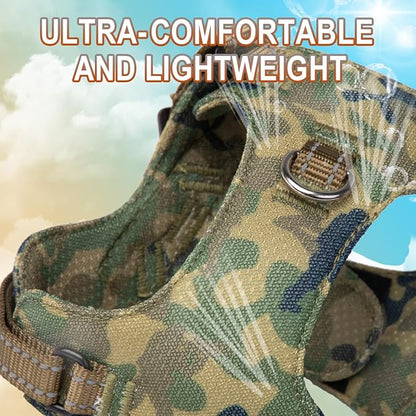 Dog Harness Step in Dog Vest Harness, Reflective Adjustable Puppy No Pull Harness Breathable Soft for Small and Medium Dogs Cats, Camo, XXS
