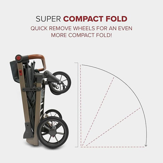 Wadabuggy Pet Foldable Cart - Luxury Cat & Dog Stroller with Extra Large Shopping Basket, Cup Holders, & Ventilated Canopy - Easy Fold Pet Stroller for Cats & Dogs