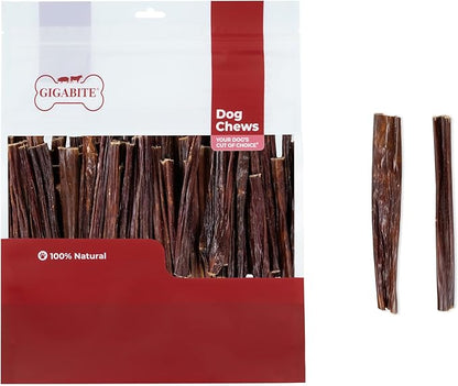 GigaBite Single Ingredient All Natural Free Range Bully Treats and Chews - Bully Sticks/Bladder Sticks/Beef Esophagus by Best Pet Supplies - Esophagus Sticks (6 Inch), Pack of 80