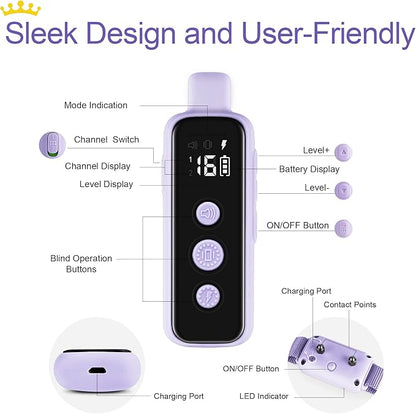 Bousnic Shock Collar for Dogs - Waterproof Rechargeable Dog Electric Training Collar with Remote for Small Medium Large Dogs with Beep, Vibration, Safe Shock Modes (8-120 Lbs) (Purple)