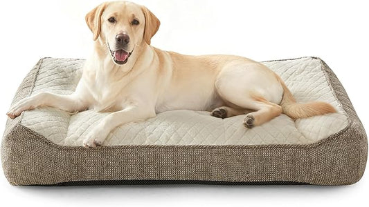 JOEJOY XL Orthopedic Dog Beds Large Sized Dog, Extra Thick Supportive Big Dogs Couch Bed with Sides, Ultra Soft Pet Bed Sofa for Large Dogs, Beige, 42inch