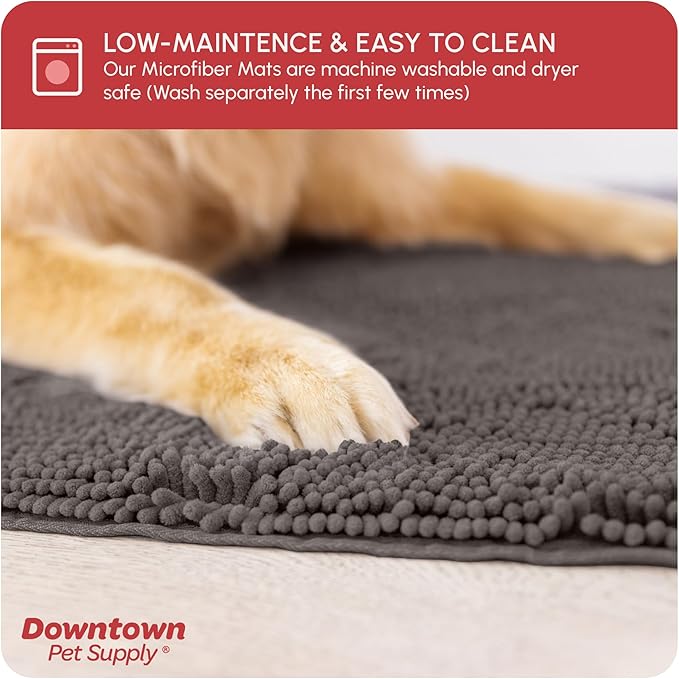 My Doggy Place Dog Mud Mat, 60" x 36" Ash – Thick Microfiber Entry Rug for Snow, Mud & Salt – Absorbent, Quick-Dry, Washer-Safe & Non-Slip, X-Large