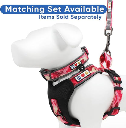 Pawtitas Camo Pink Dog Leash 6 ft Custom ID Lead for Dogs & Puppies Reflective Comfortable Padded Handle Embroidered Name & Phone Number