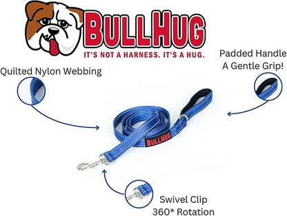 BULLHUG 6 FT Bulldog Leash with Padded Handle. Perfect for Bulldogs, French Bulldogs, Pugs & All Breeds. Leashes for Walking, Training Lead for Bulldogs (Reflective Stitching, Royal Blue)