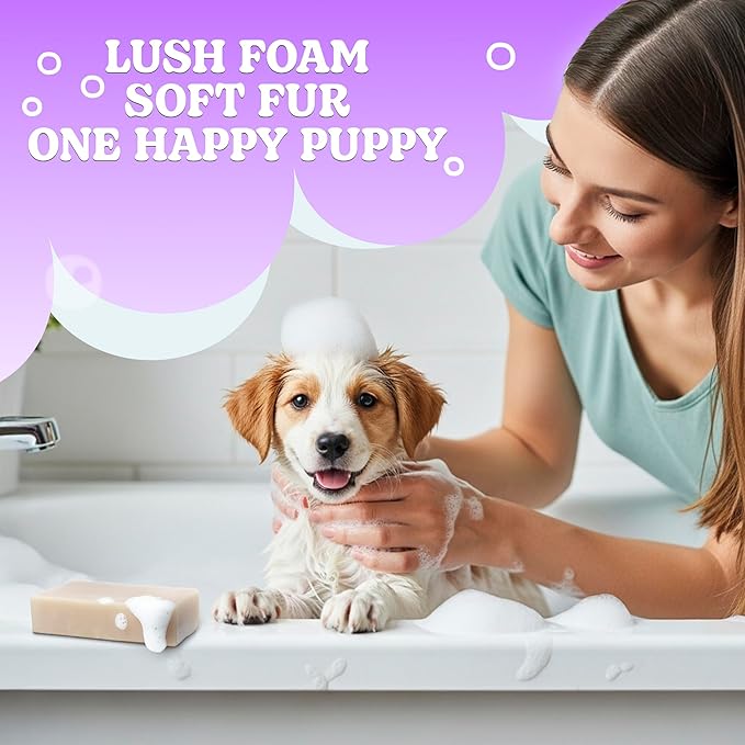Lavender Dog Shampoo Bar 2 Pack – Gentle Pet Soap with Mango Butter & Nourishing Oils – Deodorizing Dog Shampoo for Smelly Dogs – Soothing, Hydrating Puppy Soap for Sensitive Skin & Odor Control