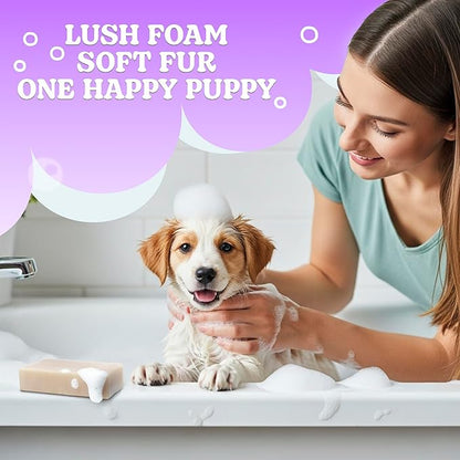 Lavender Dog Shampoo Bar 2 Pack – Gentle Pet Soap with Mango Butter & Nourishing Oils – Deodorizing Dog Shampoo for Smelly Dogs – Soothing, Hydrating Puppy Soap for Sensitive Skin & Odor Control