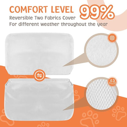 2 Pack Cat Window Perch,Cat Window Hammock Cordless Foldable Window Bed with 4 Large Strong Suction Cup,Reversible Cushion Cover,Metal Frame Easy to Adjust Window Seat Holds up to 40lbs(White，M
