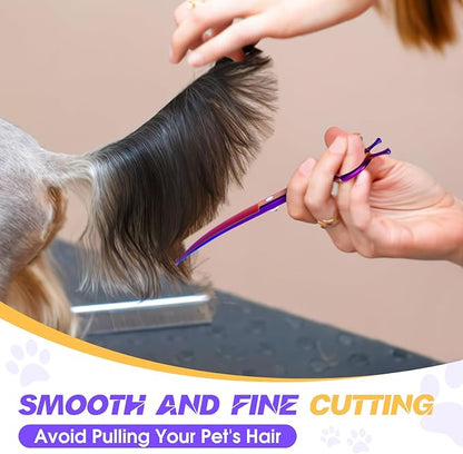 JASON Dog Scissors for Grooming - 7.5" Curved Scissors for Dog Grooming with Round Tips, Japanese 440C Stainless Steel Curved Shears with Diamond Adjustable Screw Christmas Gift