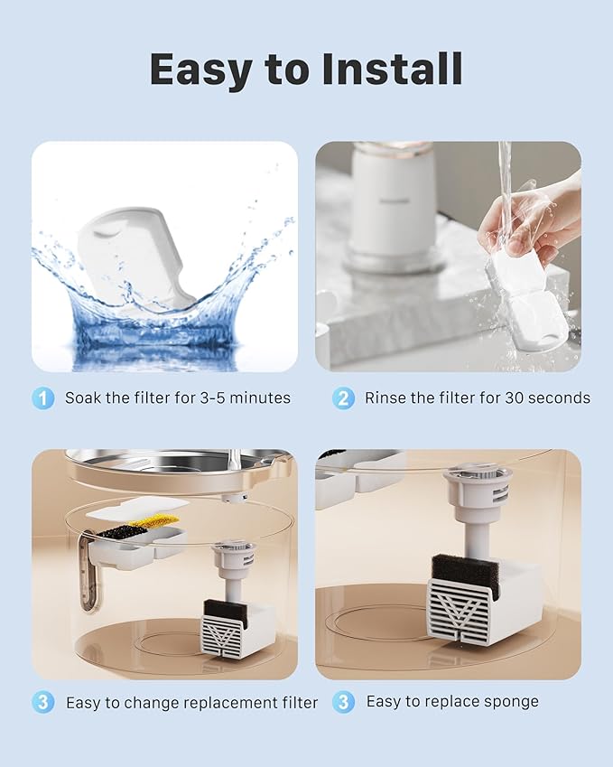 UMOCUOY Cat Water Fountain Filter: 24 Pet Fountain Replacement Screen for Stainless Steel - 12 Carbon Filters & 12 Foam Filters - Suitable for Cat Water Fountain Stainless Steel S17