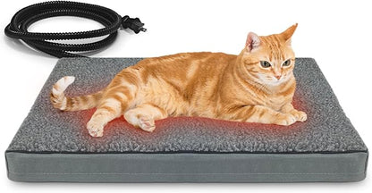 AUPETEK Heated Pet Beds for Indoor/Outdoor Cat & Dog Orthopedic Foam Warming Cat Beds Auto Temperature Control, Washable Cover with Waterproof Liner Thermo Kitty Electric Heating Bed