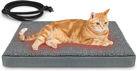 AUPETEK Heated Pet Beds for Indoor/Outdoor Cat & Dog Orthopedic Foam Warming Cat Beds Auto Temperature Control, Washable Cover with Waterproof Liner Thermo Kitty Electric Heating Bed