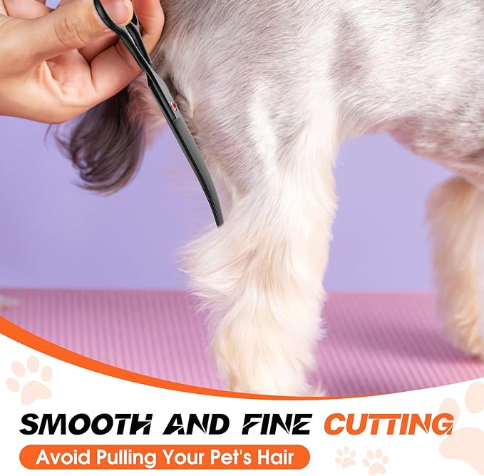 JASON 7.5" Dog Grooming Scissor - Professional Down-curved Shear with Ergonomic Handle Japanese Stainless Steel Hair Scissor for Dogs, Cats and Other Pets, Sharp (Down-curved, Black) Christmas Gift