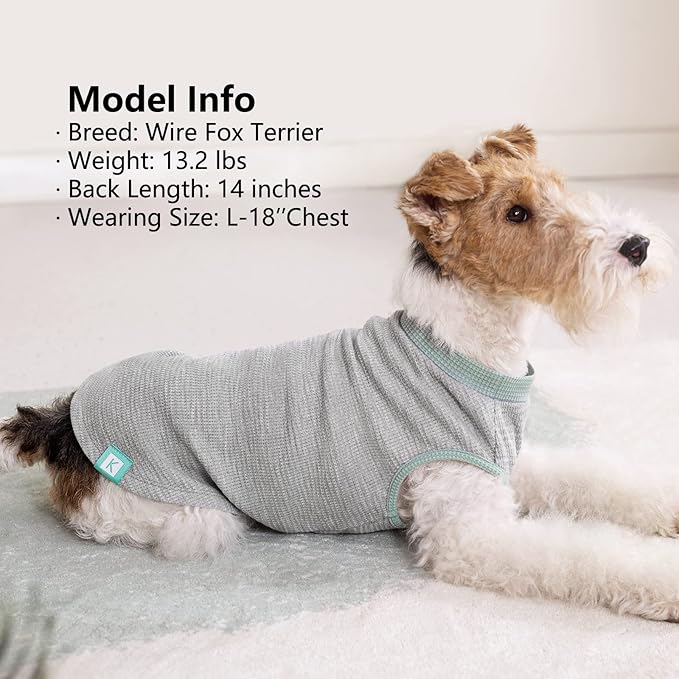 KYEESE 2Pack Dog Shirts Waffle for Small Dogs Stretchy Pet T-Shirts Lightweight Dog Tank Top Sleeveless Dogs Vest Breathable, X-Large, Green+Grey