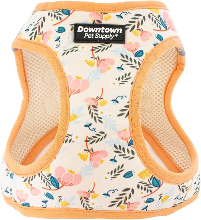 Downtown Pet Supply Step-in Dog Harness – No Pull, Adjustable Padded Mesh with Reflective Trim, Secure Buckle Strap – Comfortable & Breathable Small Dog Harness, Medium, Floral