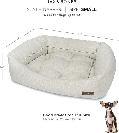 Jax & Bones Dog Bed Napper - Luna Grey Machine Washable Bed For Dogs - Extra Heavy Duty Bolstered Sides - Large Grey Dog Mat Beds | 40 x 32 Inches