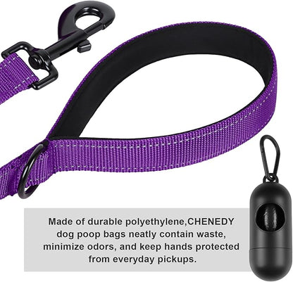 Dog Leash, Short Dog Leash, Leashes for Large Breed Dogs,Traffic Padded Handle- Reflective Training Lead, Perfect for Medium to Large Dogs(24 Inch, Purple)