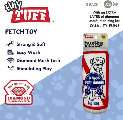 Huxley & Kent Funny Dog Toy w/Squeaker – Power Plush Squeaky Dog Toys for Small Dogs – Durable Small Stuffed Animal for Indoor Play & Fetch - Tiny Tuff Pups Belly Rubbin
